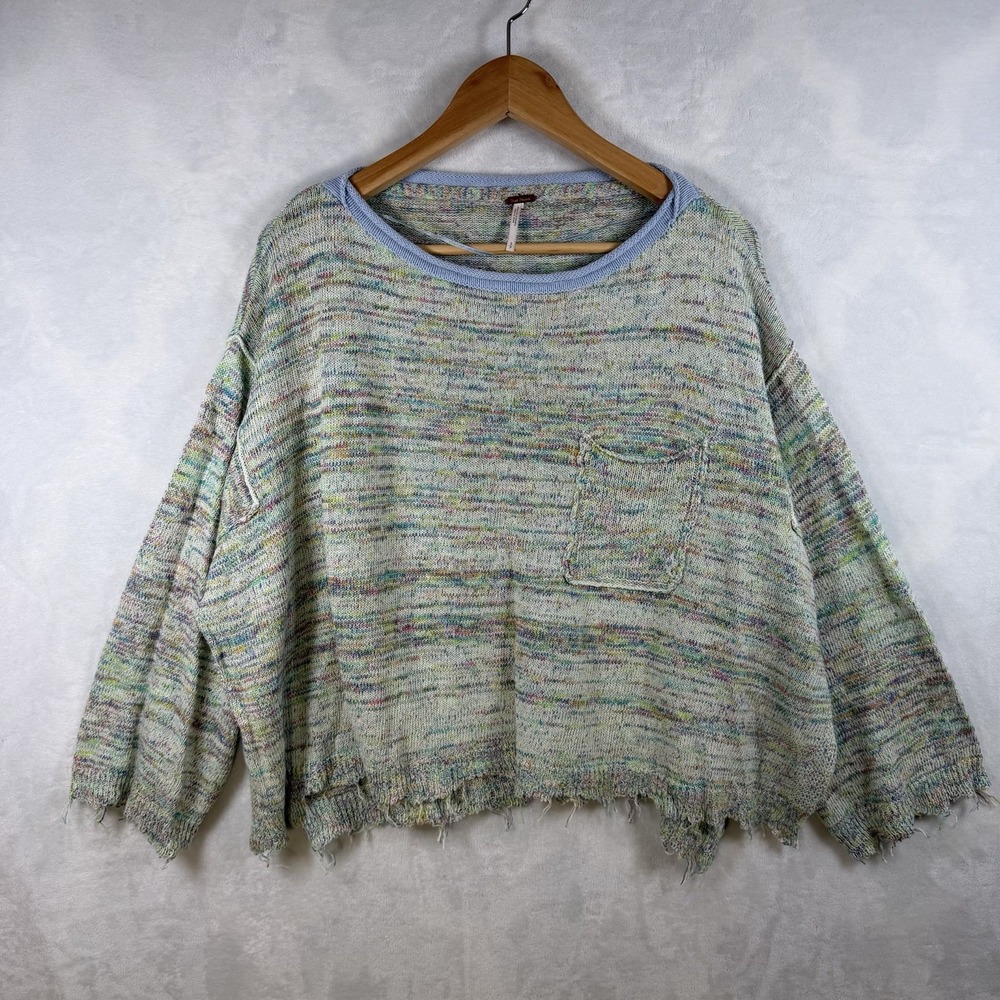 Free People Prism Spacedye Destroyed Sweater Size Small